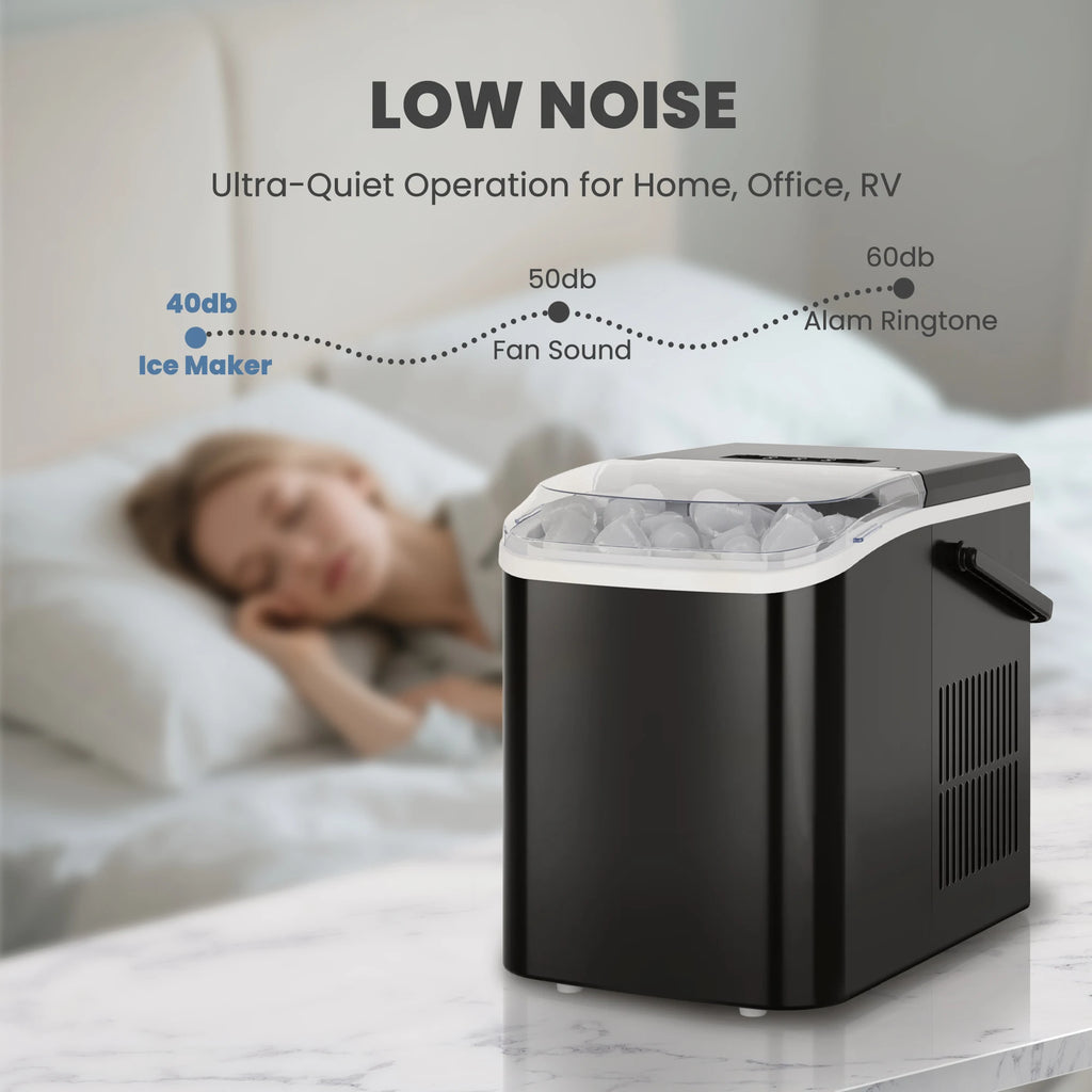 Countertop Ice Maker with Handle 9 Bullet Ice Cubes Ready in 6 Mins Self-Cleaning, Quiet